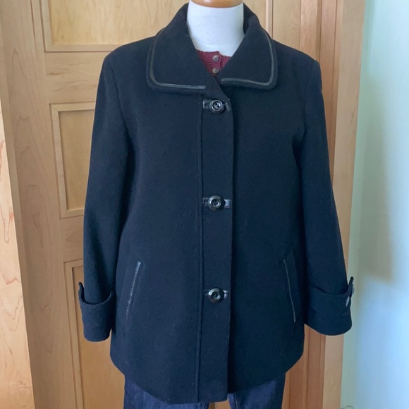 Marcona Black Wool Blend Peacoat, Size 10 - Picture 2 of 16